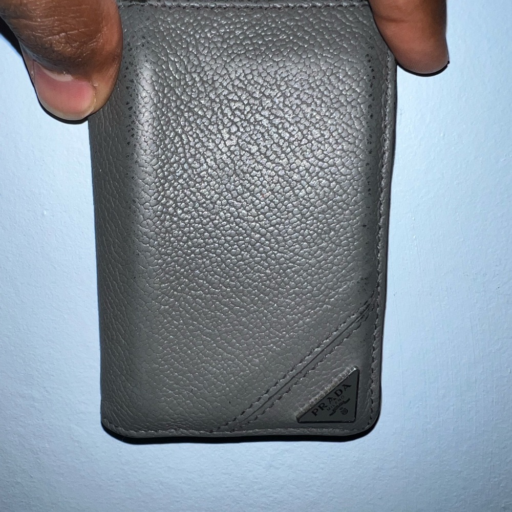 Prada Gray Leather Card Holder